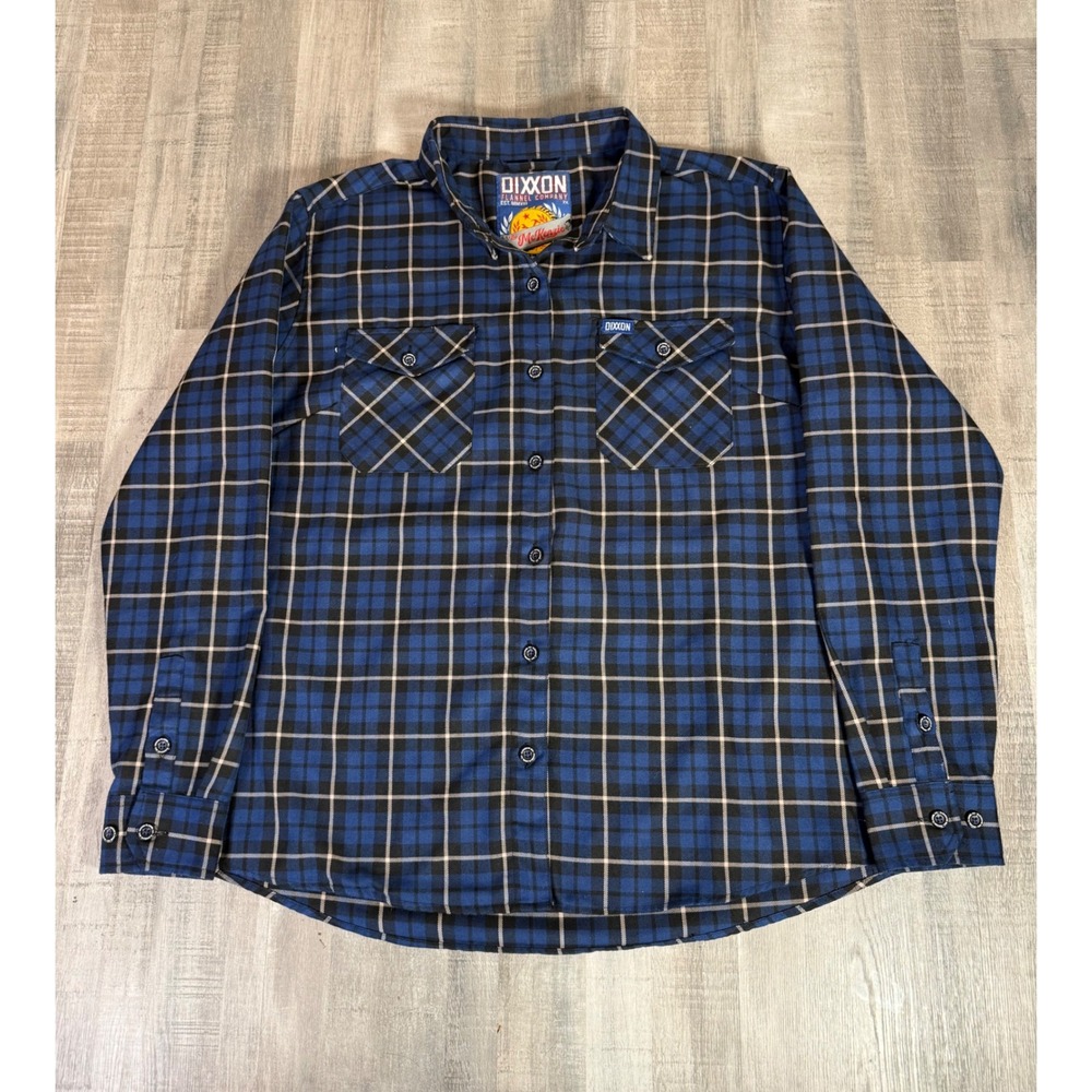 Dixxon Flannel Co The McKenzie Blue Black Plaid Button Up Shirt Mens 2XL EUC